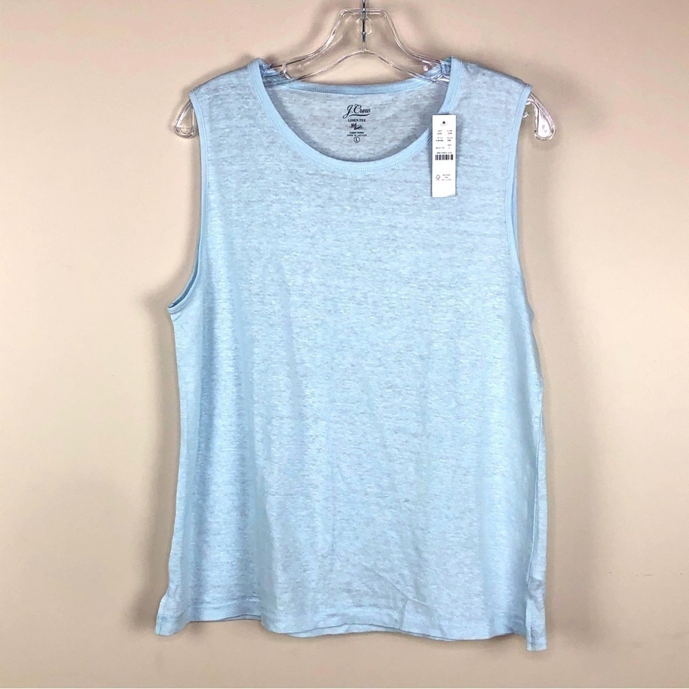 NWT J. Crew linen muscle tank sky blue L